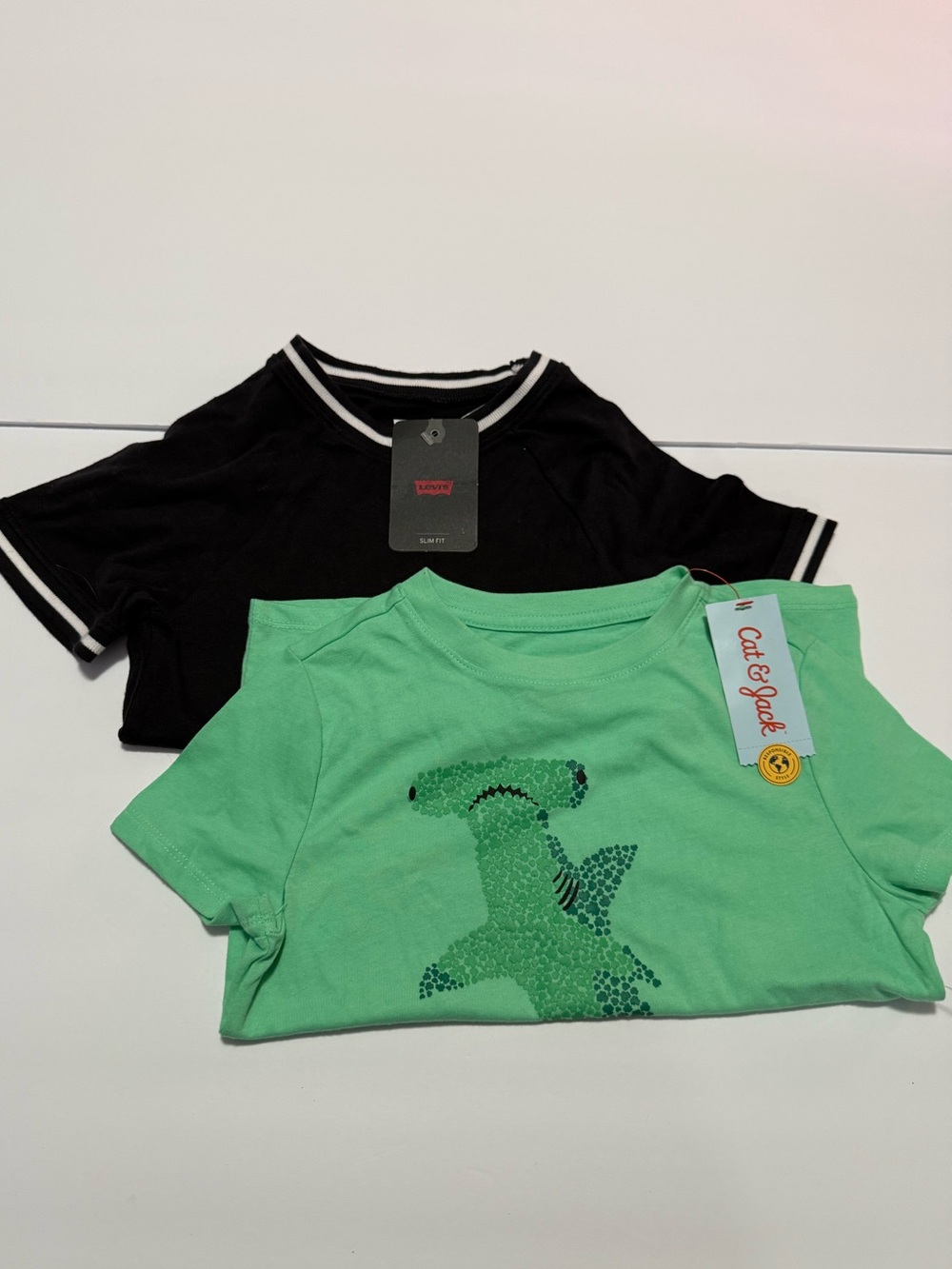 Levi / Cat & Jack Green Hammerhead & Black Trim Short-Sleeve Tee Set
